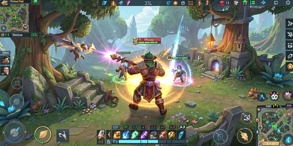 Tangkapan layar game 33L yang menunjukkan pertarungan MMORPG yang epik.