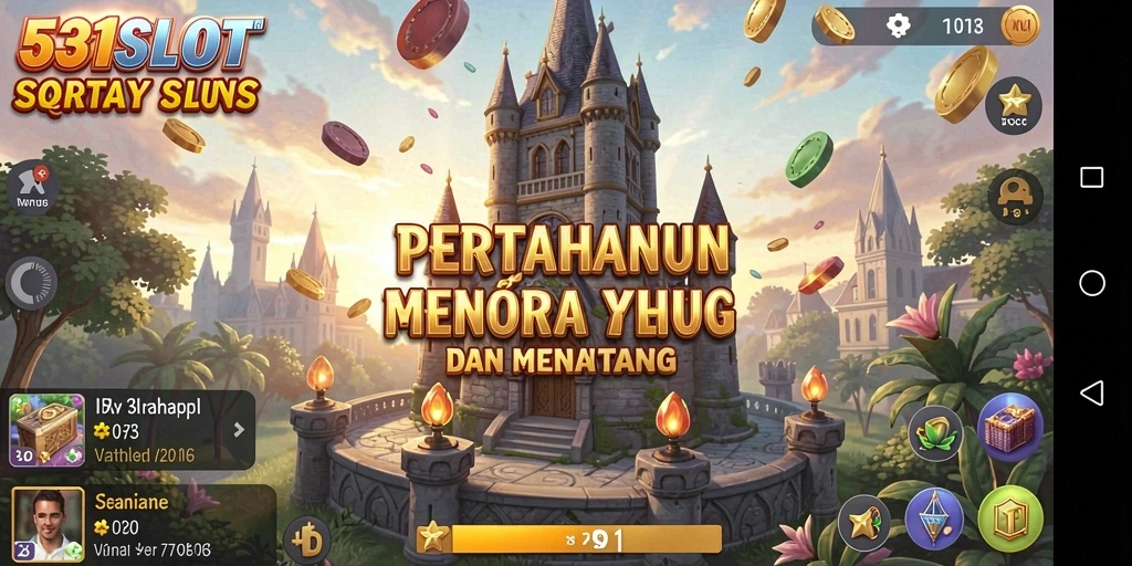 Tampilan permainan 531SLOT saat mempertahankan menara dari serangan musuh.