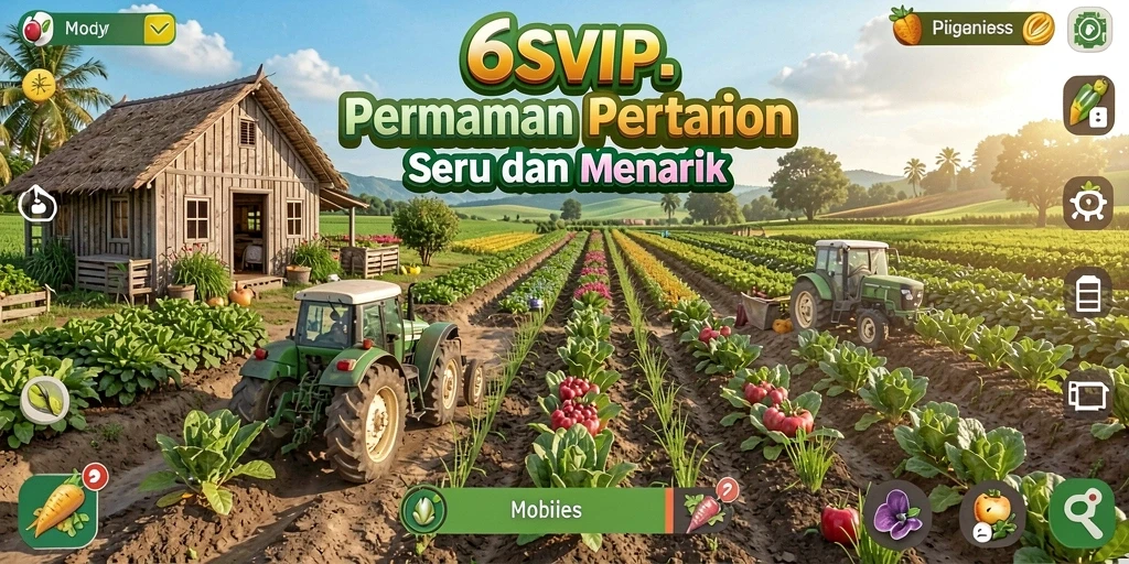 Gameplay 6SVIP yang menampilkan aktivitas bertani yang menarik.