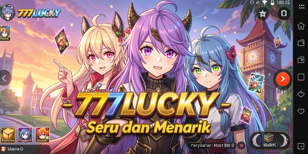 Tampilan gameplay 777LUCKY yang penuh aksi dan karakter Anime.