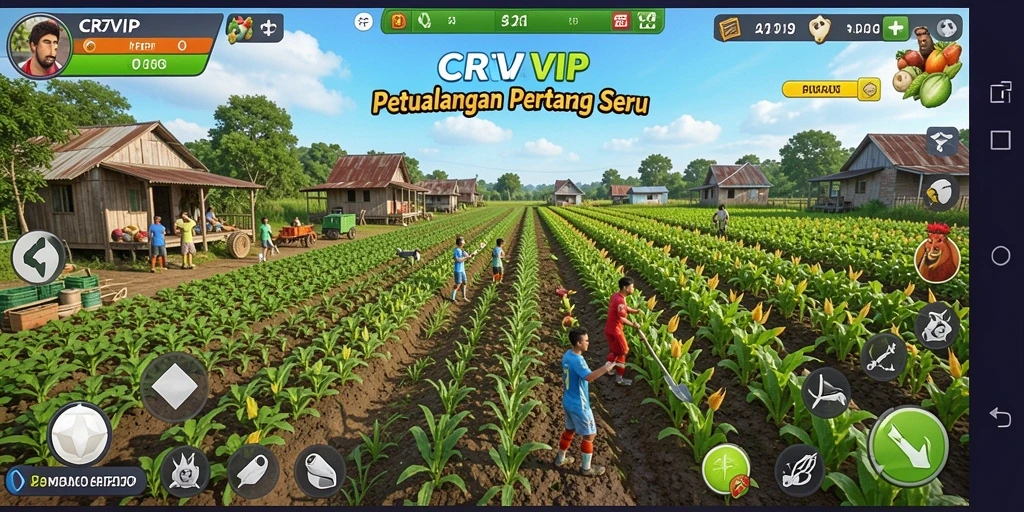 Screenshot gameplay <strong>CR7VIP</strong> menunjukkan aktivitas bertani yang menarik.