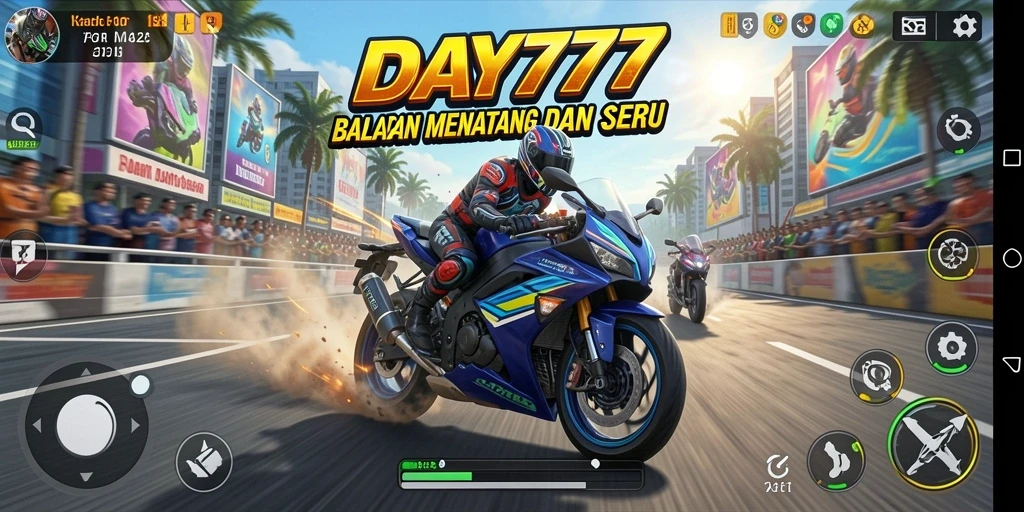 Gameplay menarik di DAY777 dengan balapan motor yang mengasyikkan.