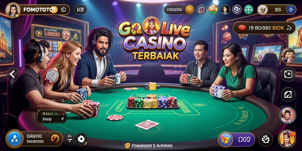 Tangkapan layar utama FOMOTOTO menampilkan gameplay kasino langsung yang mendebarkan.