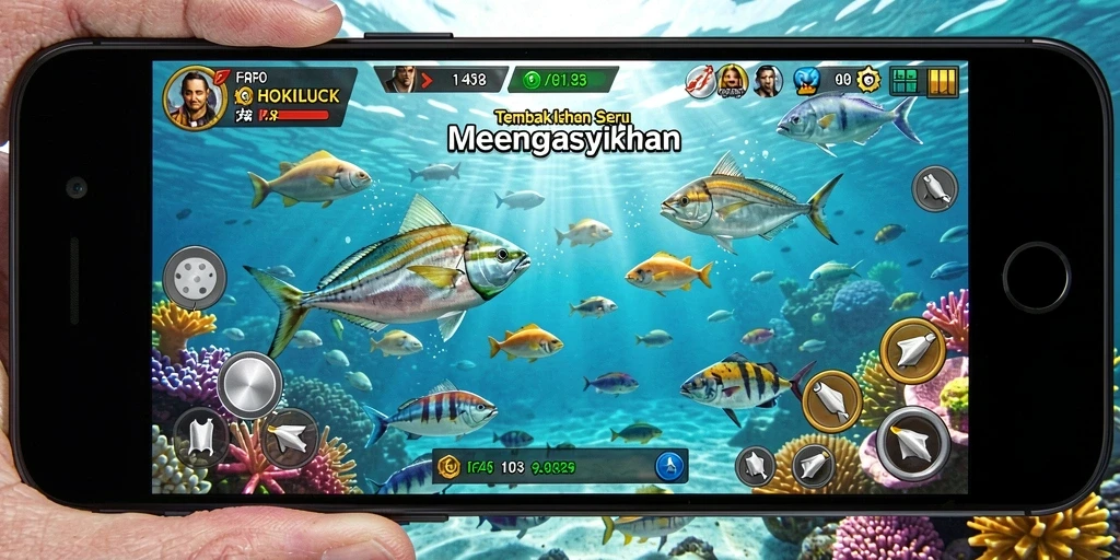 Screenshot HOKILUCK menampilkan aksi seru menangkap ikan besar.