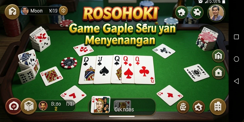 Tampilan seru gameplay Gaple dalam ROSOHOKI.