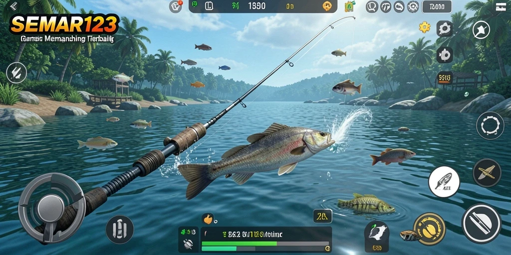 Tangkapan yang sukses di laut dengan SEMAR123 dalam mode gameplay yang seru.