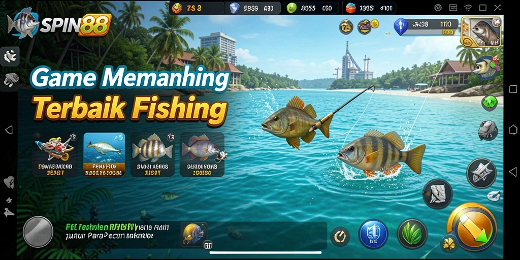 Tampilan gameplay SPIN88 yang menakjubkan saat memancing ikan.