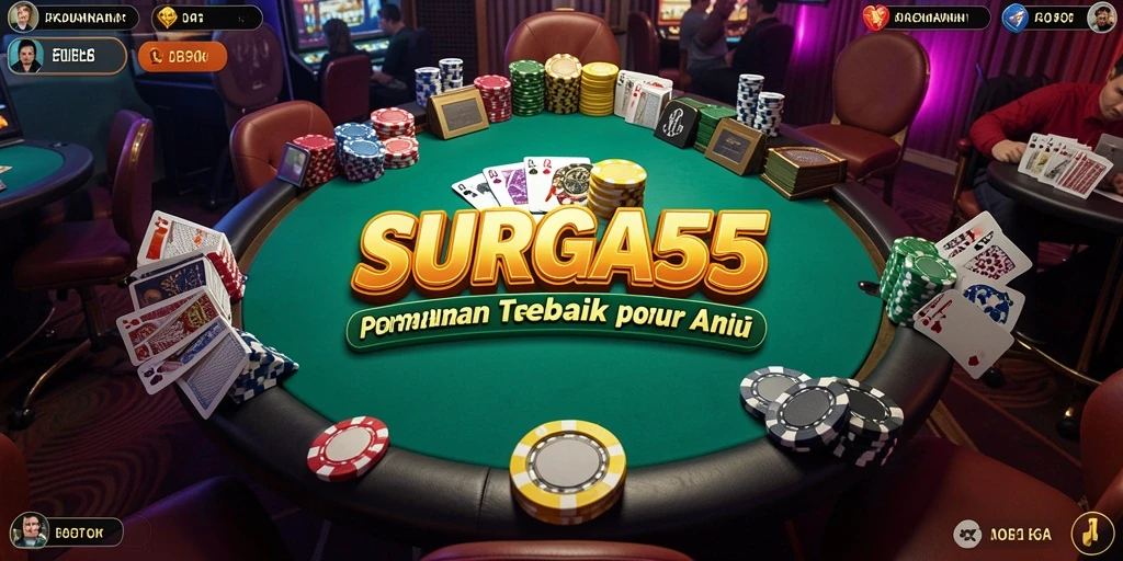 Tampilan gameplay mendebarkan dari SURGA55 yang penuh aksi poker.