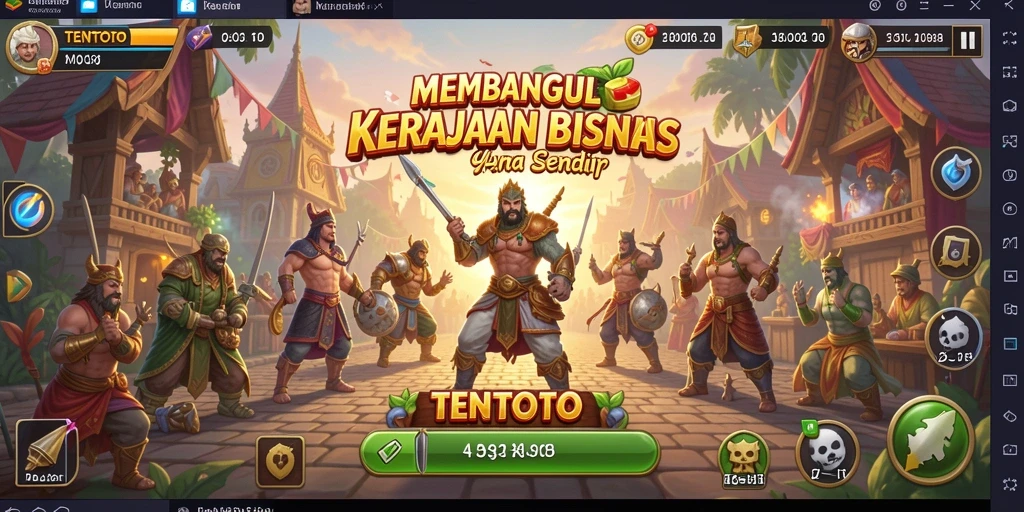 Gameplay seru TENTOTO dengan berbagai pilihan strategi bisnis.